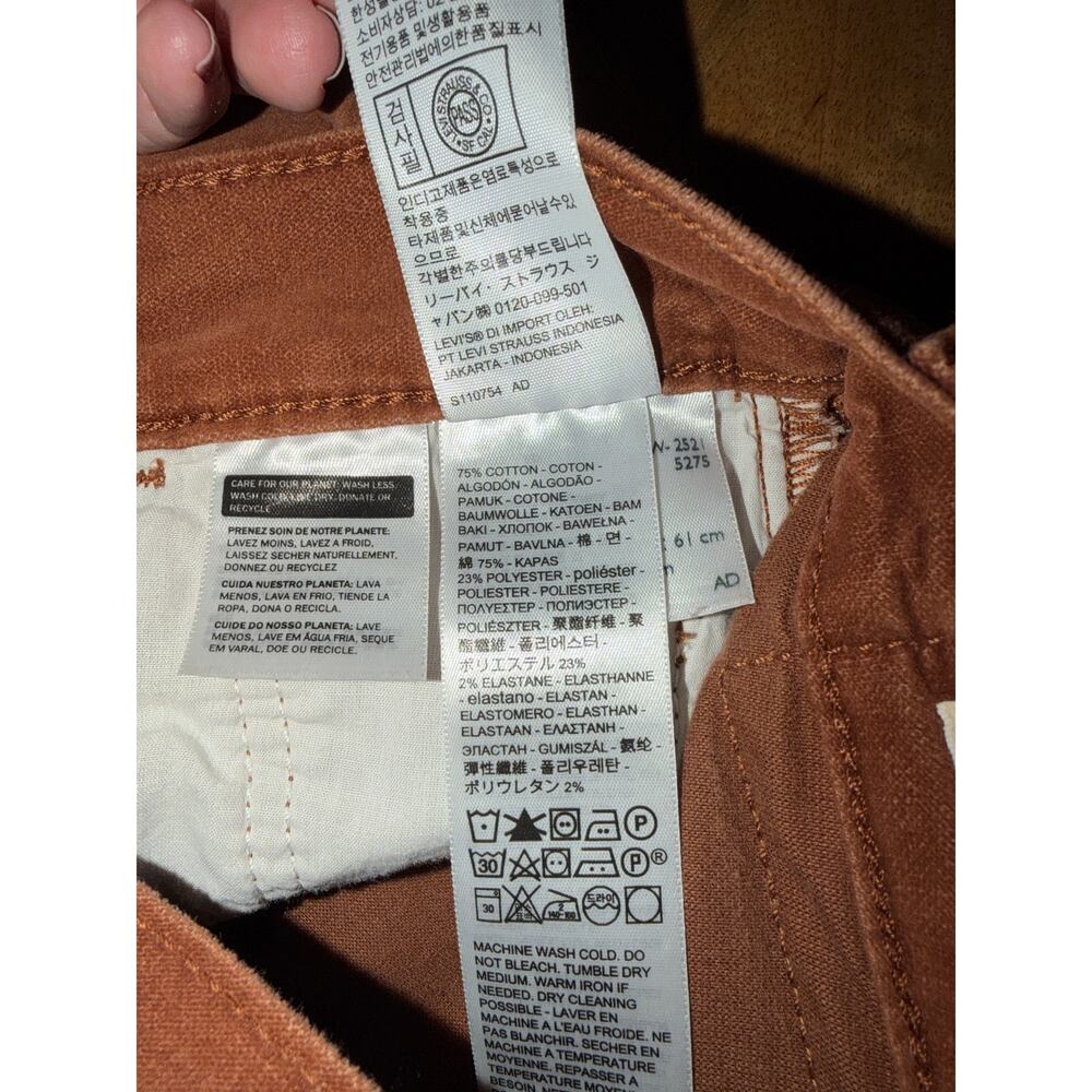Levi's Ribcage Straight Ankle Velvet Jeans Tortoise Shell Brown Women's 24 - Picture 10 of 12
